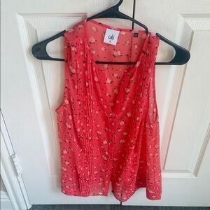 Cabi sleeveless Floral orange Top